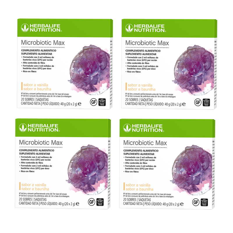 PACK de 4 Microbiotic Max - 20 sobres Vainilla